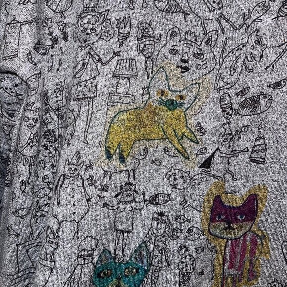 Inoah Womens Top Pant Set Size Small Gray Tunic Animal Print Harem USA - Picture 5 of 12